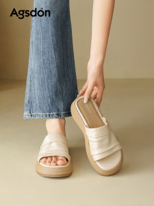 Agsdon | Thick Heel Slide Sandals for Women Outdoor Wear Weaving