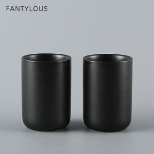 Japanese Style Ceramic Toothbrush Cup Set Black Fog Bathroom Wash Cup Brush Holder Home Hotel Use Simple Design Toilet Kit