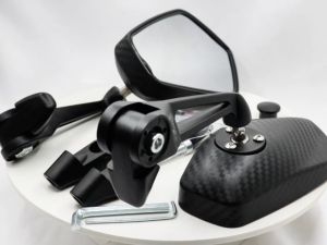 Motorcycle Street King Side Mirror v2 Clear Lens Carbon Design