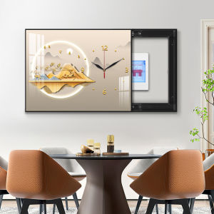 Modern Luxury Decorative Painting Covering Electric Meter Box Switch Box with Clock Restaurant Wall Art No Punching Required