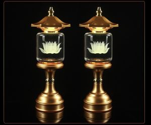 CẶP 2 CÂY ĐÈN LED HOA SEN PHA LÊ THỜ CÚNG TRANG TRÍ