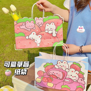 INS ถุงของขวัญน่ารักถุงหิ้วลายการ์ตูนดูแพงของขวัญวันเกิดถุงกระดาษทนทานกระดาษคราฟท์
