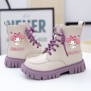Giày Bốt Martin Da Thật Hoạt Hình Kuroko Cho Bé Gái Giày Bốt Đơn Thời Trang Mùa Thu Đông Có Lót Lông Cừu Giày Bốt Cotton