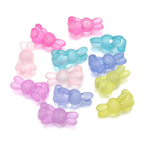 30pcs/lot Acrylic Cartoon Rabbit Beads 24x14mm Colorful Acrylic Charms Beads Loose Spacer Bead For DIY Jewelry Making Bracelet