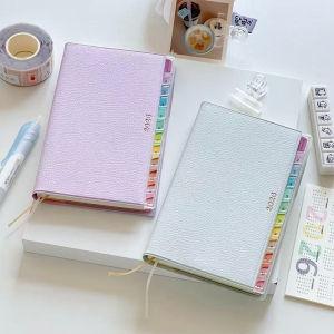 New 2026 Planner PU Leather with Calendar Agenda Book Colorful Index DIY To Do List Notepad School Supplies
