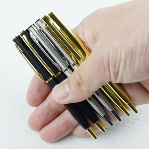 2pcs/Set Mini Metal Twist-Action Ballpoint Pens Dual Blue & Black Refills Portable Writing Tools for Office Travel & School