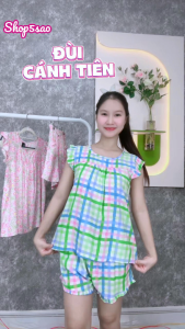 Đồ bộ tole nữ bộ lanh mặc nhà quần đùi áo cánh tiên tole 2 da mát mịn (43-75kg)