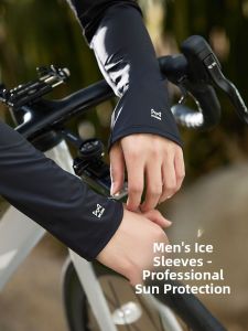 Miiow | Mens Cycling Sun Protection Sleeve Covers Ice Silk Cool Feeling Outdoor Summer UV Protection Arm Guards Black MiiOW Cat Person