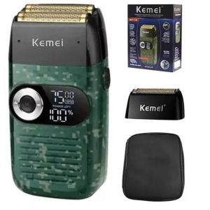 Kemei Electric Shaver Trimmer For men Large-Capacity Lithium Battery LCD Display Two-In-One Stainless Steel Blade Shaver KM-2027