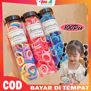 MALL - (Free Box) Set 100Pcs iKat Rambut Gaya Korea Kain Karet Elastis Anak Perempuan KCR23