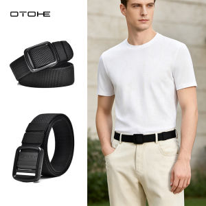 OTOHE Men Belt Outdoor Tactical Belt Double-Sided Use Adjustable Belt Rotating Buckle Nylon Waistband Two-Color Belt Youth Sports Canvas Pant Belt Simple Nice Waistband Nylon
