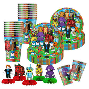 Roblox | Anime Robloxed Creative Paper Plate Cups Straws Fashion Colorful for Birthday Party Family Gathering Perfect Supplies Gifts