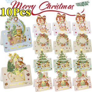 10-50pcs 3D Santa Greeting Cards / Creative Pop-Up Holiday Wishes Card / Merry Christmas Best Wishes Folding Card / New Year Party Bronzing Gifts Cards