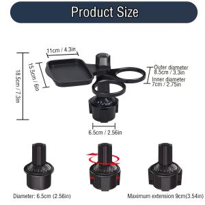 2025 New Car Cup Holder Tray-Expander-3 In 1 Detachable Food Table Tray With Solid Base-Road Trip Essentials Accessories Gadgets