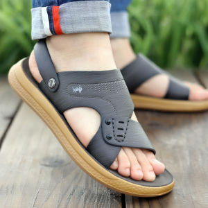 Plover Genuine Leather Sandals Mens Summer Outdoor Slippers Casual Anti-slip Cow Tendon Bottom Beach Shoes Breathable Toe Open