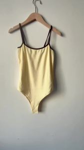 Bộ Jumpsuit Mùa Hè Nữ Tính Phong Cách Hot Girl Thời Trang Cổ Tròn Phối Màu Viền Viền Dây Đeo Chất Liệu Cotton Pha Bodysuit Gợi Cảm Đi Club