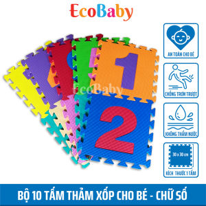 Bộ 10 tấm Thảm xốp ECOBABY cho bé thảm chơi lót trải sàn trò chơi lắp ghép xếp hình đồ chơi cho bé kèm quà tặng – 30x30cm - 10 chữ số