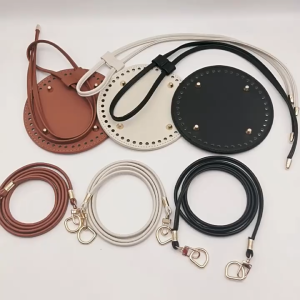 🇲🇾Round Bag set leather Crochet accessories Bag Strap Bag Bottom Bag Lock handmade DIY crochet patchwork handle皮革包包材料套装