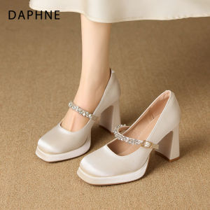 Daphne | Giày Dây Đính Pha Lê Gót Kích Ảnh Trắng