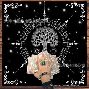 VIKAMA Bánh Xe Hoàng Đạo Pentagram Tarot Bàn Thờ Vải Pha Mặt Trăng Đen Phù Thủy Bói Toán Khăn Trải Bàn Phong Cách Hiện Đại Polyester Nghi Lễ Trang Trí