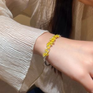 Liznk Korean Style Adjustable Open Bracelet Lavender Leaf Design Non-Fading Fashion Accessory for Women Perfect Birthday Gift