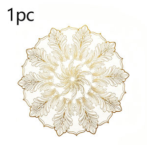 Gold embossing PVCl Dinner Table Mats | Non Slip Washable Place Mats for Dining Tables Kitchen Wedding Party Restaurant Decor