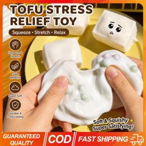 KEBIDU 3PCS Tofu-Shaped Squishy Beads Squeeze Toy Crunchy Sound Round Blocks Filled Stress Relief No Rebound Fidget Toy ASMR Sensory Toy Gifts