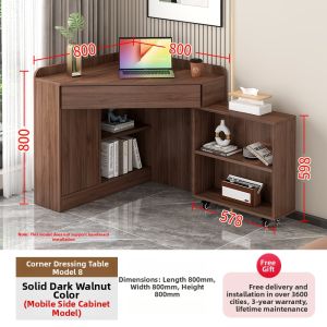HANYUAN | Modern Corner Desk Vanity with Shelves