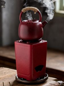 Red Carbon Stove for Tea Brewing Outdoor Use Anti-Explosion Mountain Hawsor Dry Burning Stove Traditional Chinese Style Tea Set