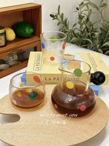 Colorful Polka Dot High Borosilicate Glass Coffee Pot And Cup Set for Hand Brewing Coffee Sharing Jug And Cup by Bloggers