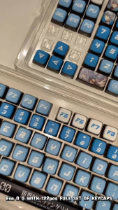 FANTASY High Quality EVA-00 Anime Keyboard Keycaps Keycap Set MSA Profile PBT Dye Sublimation 122 Keys Blue White Mechanical Keyboard RGB Backlit MX Switch Compatible