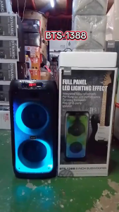 BTS-1388 Bluetooth Speaker Dual 10 inch Flame LED light SPEAKER with Party Built-in Karaoke