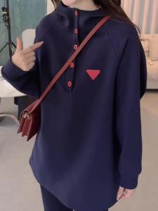 UYFY | เสื้อสเวตเตอร์มีฮู้ดแขนยาวสีฟ้าสำหรับผู้หญิง ทรงหลวม คอกลม แขนยาว ทรงหลวม แฟชั่นฤดูใบไม้ร่วง สำหรับคนรักสุขภาพและสัมผัสสบาย