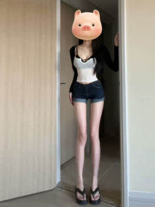 Pure Desire Style White Vest Inner Wear Three Piece Set Summer 2025 Fashionable Cotton Long Sleeve V-Neck Overalls for Women