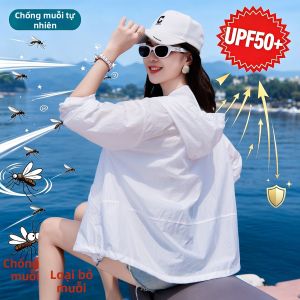 JIAOYAN | Áo Dài Tay Chống Nắng Chống Muỗi Màu Trắng UPF 50+