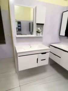 LIÊN HỆ FREESHIP Tủ chậu gương lavabo phòng tắm MILOR CT13 cửa hít nhựa PVC đặc lõi cao cấp siêu bền đẹp kích thước mặt lavabo 50x80 cm
