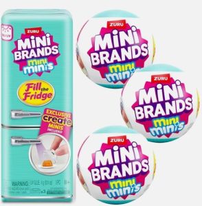 Hot Toys | Zuru Mini Brands Mini Fridge Blind Box! 5 Surprise Micro Toys for Dollhouse & Pretend Play. Collectible Grocery Set.
