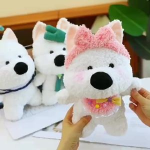 Simulation West Highland Plush Toy 30cm Children Sleep Companion Puppy Doll Living Room Decoration Crane Machine Boutique Doll Girls Birthday Gifts Holiday Gift