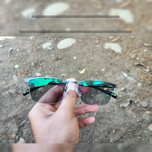 M7106 - Kacamata Photocromik Bluecromik Model Frame Gantung Kotak Kacamata Setengah Bingkai Bahan Titanium Custom Ukuran Sesuai Resep -6 -5 -4 -3 -2 -1