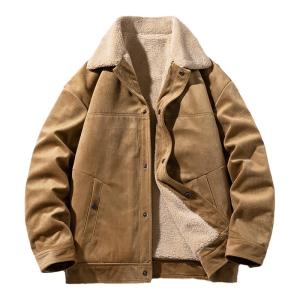 ROMON | Lormen Mens Jacket Thickened Lamb Velvet Casual Style Stand Collar Spring Autumn Winter Outerwear Fashionable Urban Wear