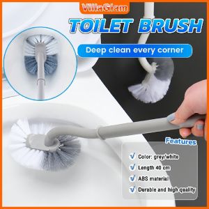 Long-Handled Toilet Brush Curved Head Soft Bristles Quick Drying Bathroom Corner Cleaning Tools