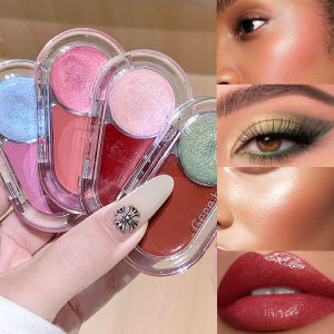 Gege bear high gloss powder blusher cream lip glaze false plain color refreshing non greasy multi-function powder blusher