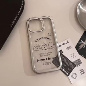 🔥【Readystock】 + FREE Shipping+ COD 🔥Transparent Phone Case for iPhone 15 14 13 Pro Max Acrylic Antioxidant Casing iPhone Jennie Electroplating Cartoon Cute Puppy Transparent Korea Style