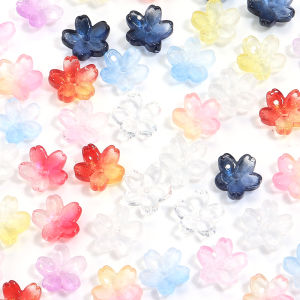 50-100pcs/lot 10.5mm Glass Gradient Loose Bead Cherry Blossom Beads for DIY Jewelry Making Bracelet Necklace Earring Accessories