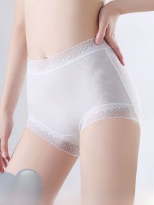 MiiOW | กางเกงชั้นในผ้าไหมไหมน้ำแข็งสำหรับผู้หญิง MiiOW ทรงเอวสูง ทรงสามเหลี่ยม ขอบลูกไม้ ระบายอากาศได้ดี กางเกงชั้นในเซ็กซี่