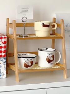 SAVE Japan Style Two-Tier Wooden Kitchen Storage Rack Table Rack Spice Cup Minimalist Shelf Desk Organizer Rak Dapur KH01