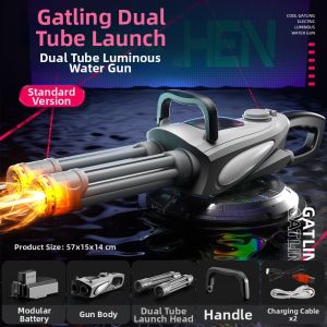 BONINGYU | Dual-barrel Flashing Lights Electric High-speed Shooting Large Capacity Water Gun
