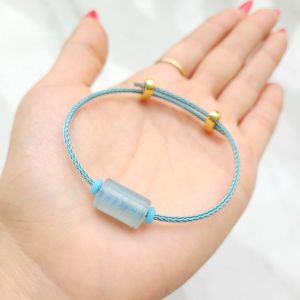 Q698 Vòng Lu Thống Aquamarine dây cáp Thủy và Mộc - Phong Thuỷ TUDO P