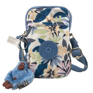 Kipling Tally Crossbody Phone Bag Water Resistant Nylon Small Phone Case Pouch KI1079 (Pattern: Aqua Flowers / Autumnal Field/ Floral Harmony / Zipper Cross Black/ Soft Dot Yellow)