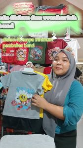 Baju Kaos Setelan Distro Anak Laki Laki Karakter Kartun Bunga Sketboard - Hypelane Kids - DTF